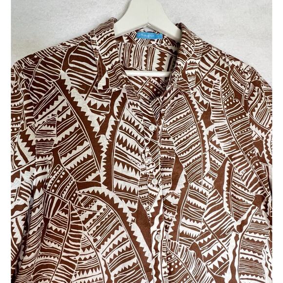 J. McLaughlin Tops - J. McLaughlin 100% Linen Button Front Blouse Shirt Top Size L Casual Work